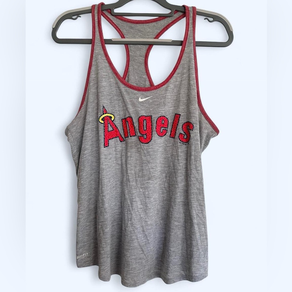 Nike Gray and Red Los Angeles Angels Athletic Tank top Racerback top